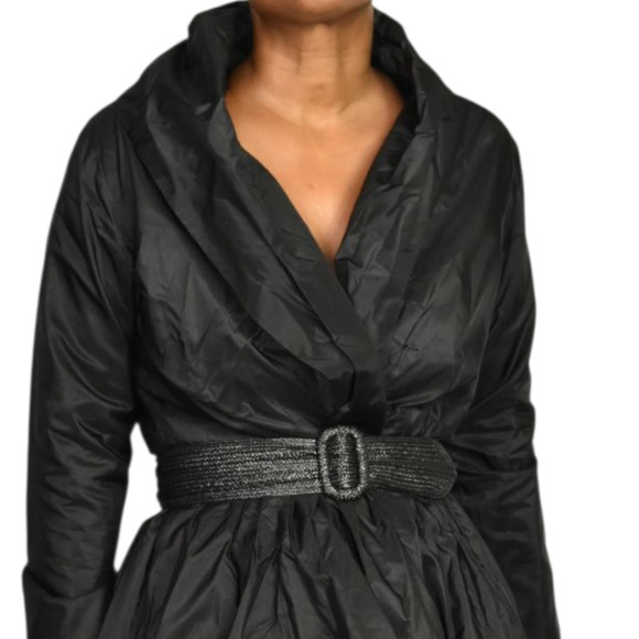 Catherine Regehr Silk Dress Black Wrap Taffeta Shawl Collar Crinoline Medium - Picture 4 of 16